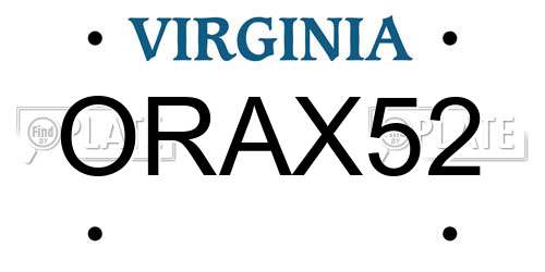 ORAX52 Virginia License Plate