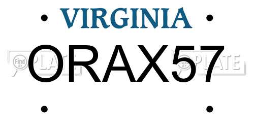 ORAX57 Virginia License Plate