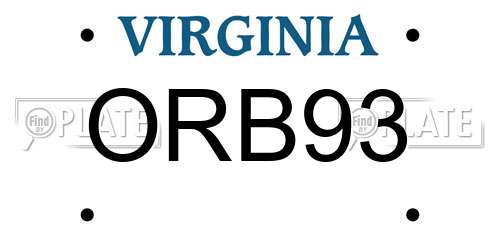 ORB93 Virginia License Plate