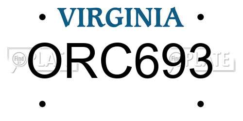 ORC693 Virginia License Plate