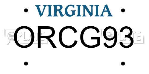 ORCG93 Virginia License Plate