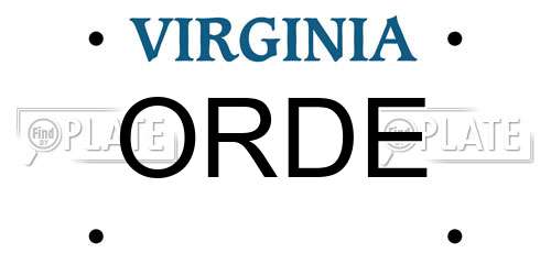 ORDE Virginia License Plate