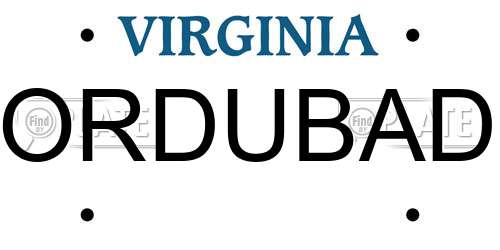 ORDUBAD Virginia License Plate