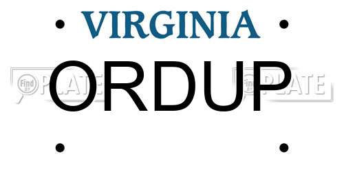 ORDUP Virginia License Plate