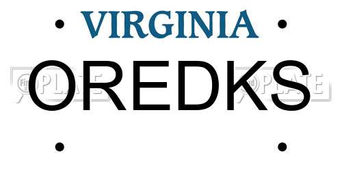 OREDKS Virginia License Plate