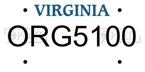 ORG5100 Virginia License Plate