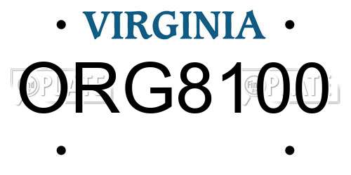 ORG8100 Virginia License Plate