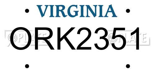 ORK2351 Virginia License Plate