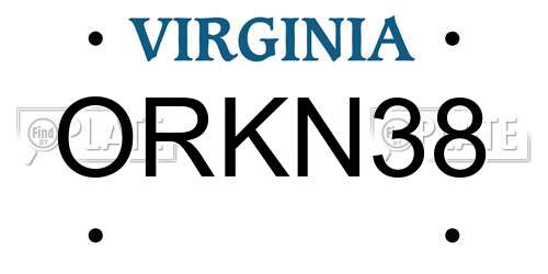 ORKN38 Virginia License Plate