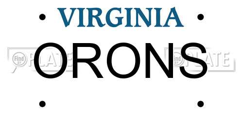 ORONS Virginia License Plate