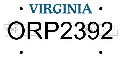 ORP2392 Virginia License Plate