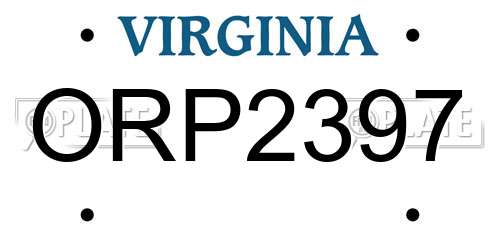 ORP2397 Virginia License Plate
