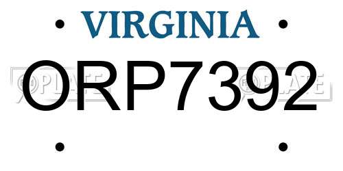 ORP7392 Virginia License Plate