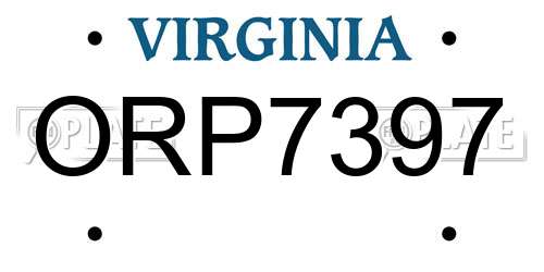 ORP7397 Virginia License Plate