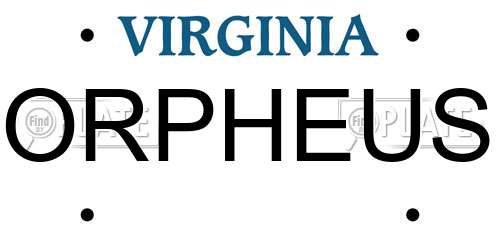 ORPHEUS Virginia License Plate