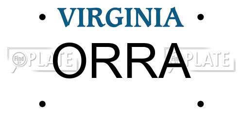 ORRA Virginia License Plate