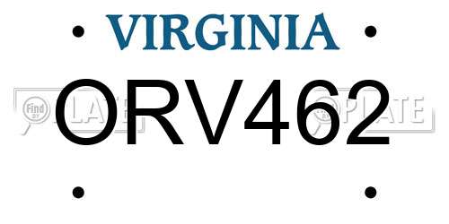 ORV462 Virginia License Plate