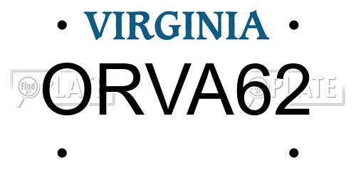 ORVA62 Virginia License Plate