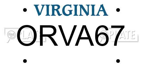 ORVA67 Virginia License Plate