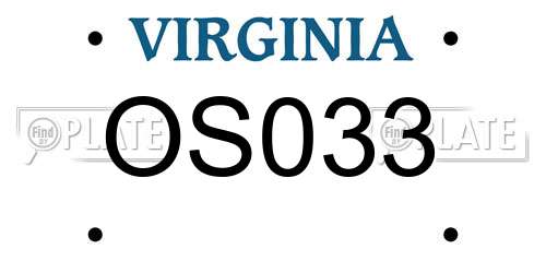 OS033 Virginia License Plate