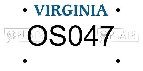 OS047 Virginia License Plate