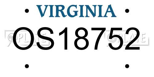 OS18752 Virginia License Plate