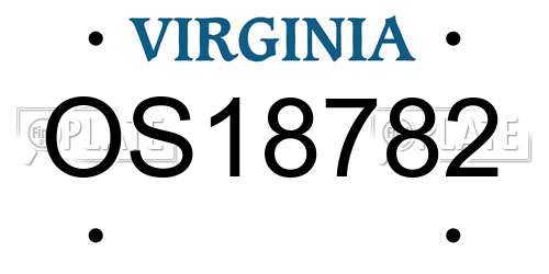 OS18782 Virginia License Plate