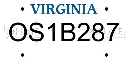 OS1B287 Virginia License Plate