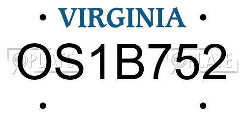 OS1B752 Virginia License Plate