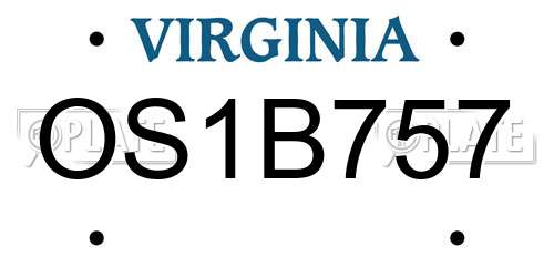 OS1B757 Virginia License Plate