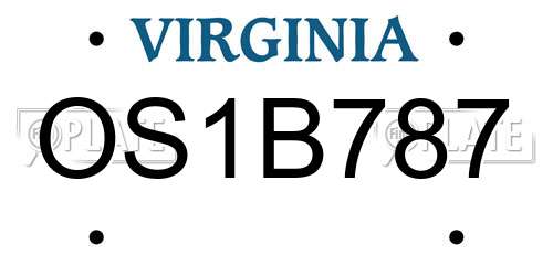 OS1B787 Virginia License Plate