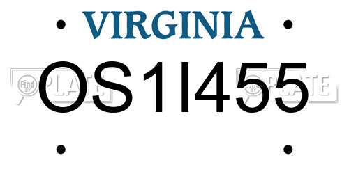 OS1I455 Virginia License Plate
