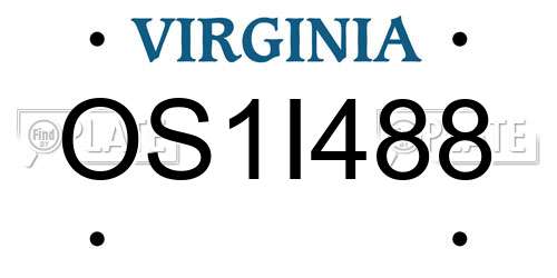 OS1I488 Virginia License Plate