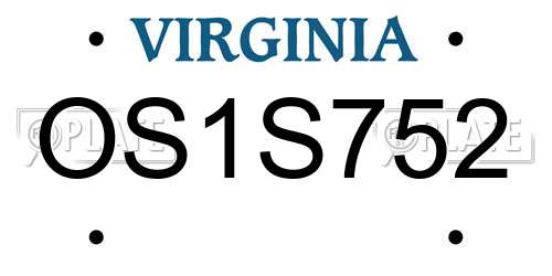 OS1S752 Virginia License Plate