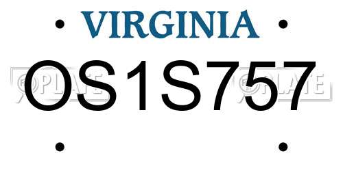 OS1S757 Virginia License Plate