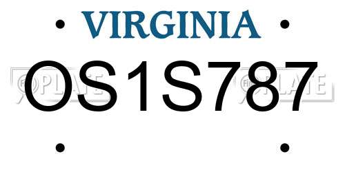 OS1S787 Virginia License Plate