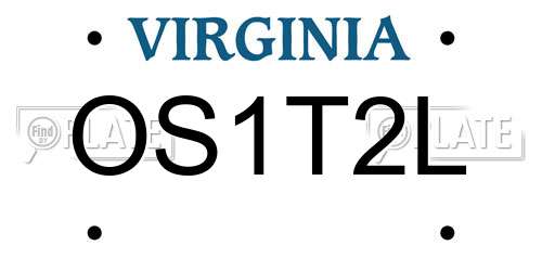 OS1T2L Virginia License Plate