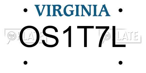 OS1T7L Virginia License Plate