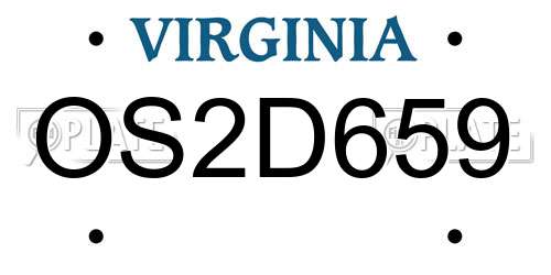 OS2D659 Virginia License Plate