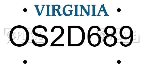 OS2D689 Virginia License Plate