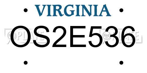 OS2E536 Virginia License Plate