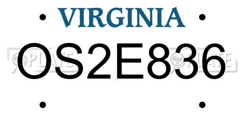OS2E836 Virginia License Plate