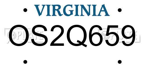 OS2Q659 Virginia License Plate