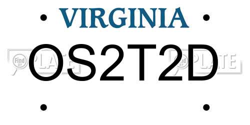 OS2T2D Virginia License Plate