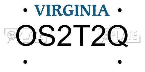 OS2T2Q Virginia License Plate