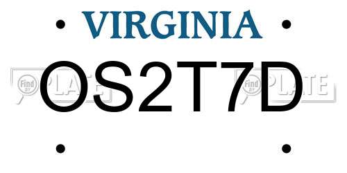 OS2T7D Virginia License Plate