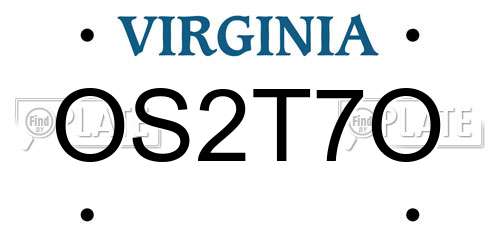 OS2T7O Virginia License Plate
