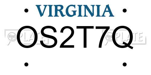 OS2T7Q Virginia License Plate