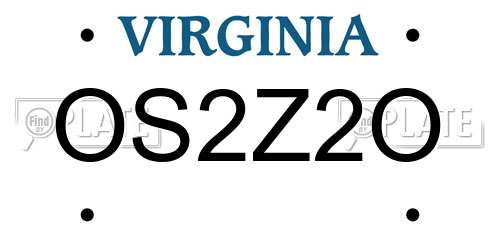 OS2Z2O Virginia License Plate