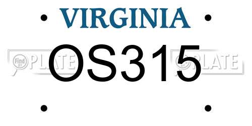 OS315 Virginia License Plate